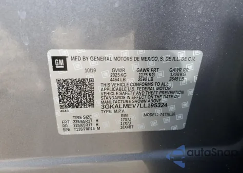 2020 GMC Terrain Fwd Sle из США, поврежденный, VIN 3GKALMEV7LL195324